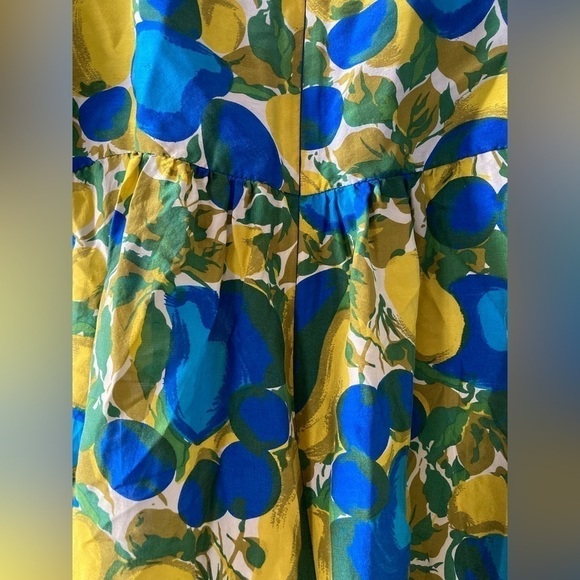 Rebecca taylor 100% silk bright pear fruit print midi dress tie front - Picture 10 of 13